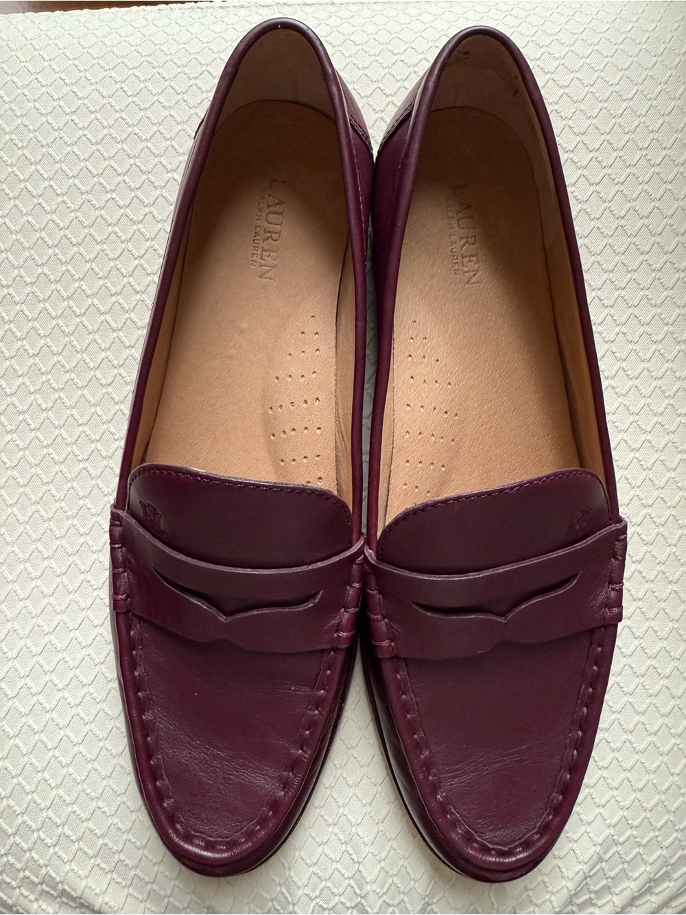 Lauren Ralph Lauren Wynnie Women’s Penny Loafers in Deep Wine Leather Size 11B - Picture 8 of 10